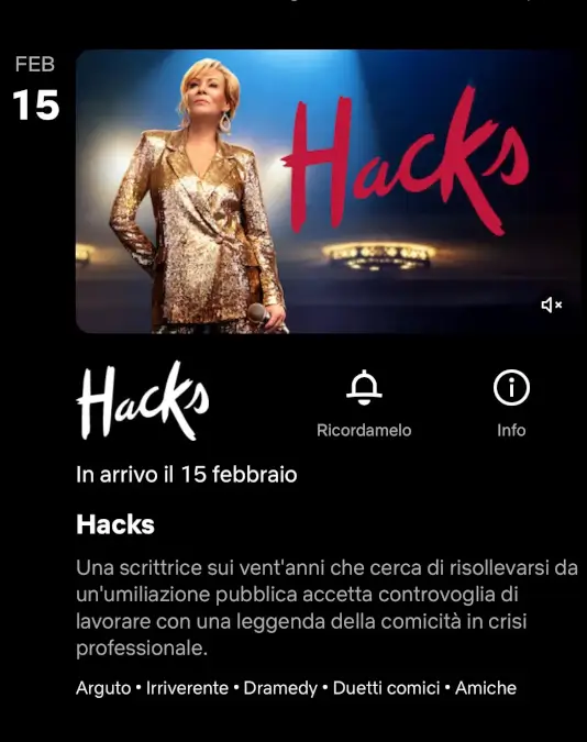 Hacks chegando à Netflix Itália