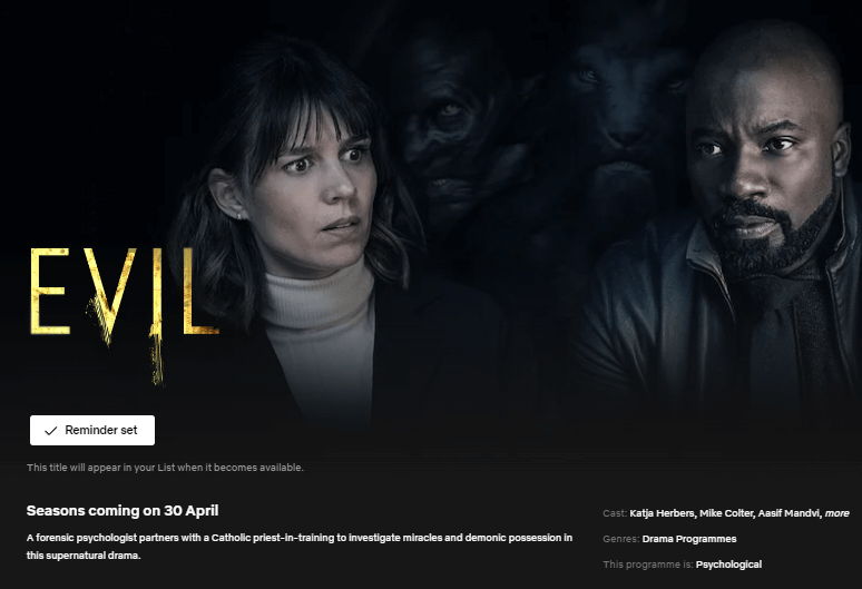 Evil retornando à data de lançamento do Netflix